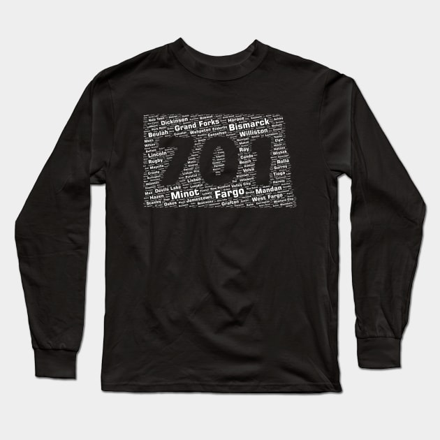 North Dakota Cities 701 Area Code Long Sleeve T-Shirt by shirtonaut